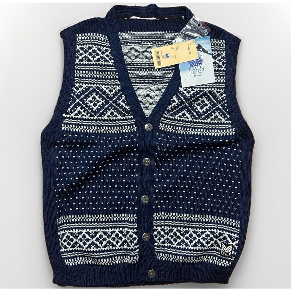 Dale of Norway Fair Isle Wool Knit Vest Mens Medium Sleeveless Jumper Preppy